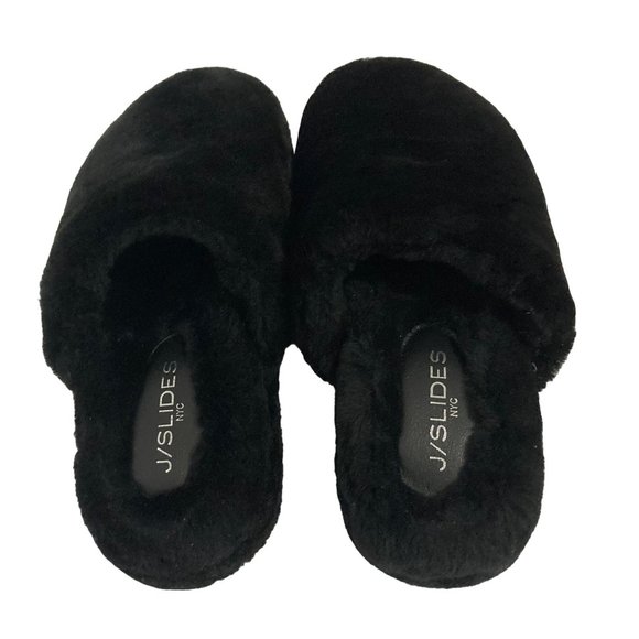 J/Sliders Shoes - women black winter cozy soft sliders size 7  close toe warm casual